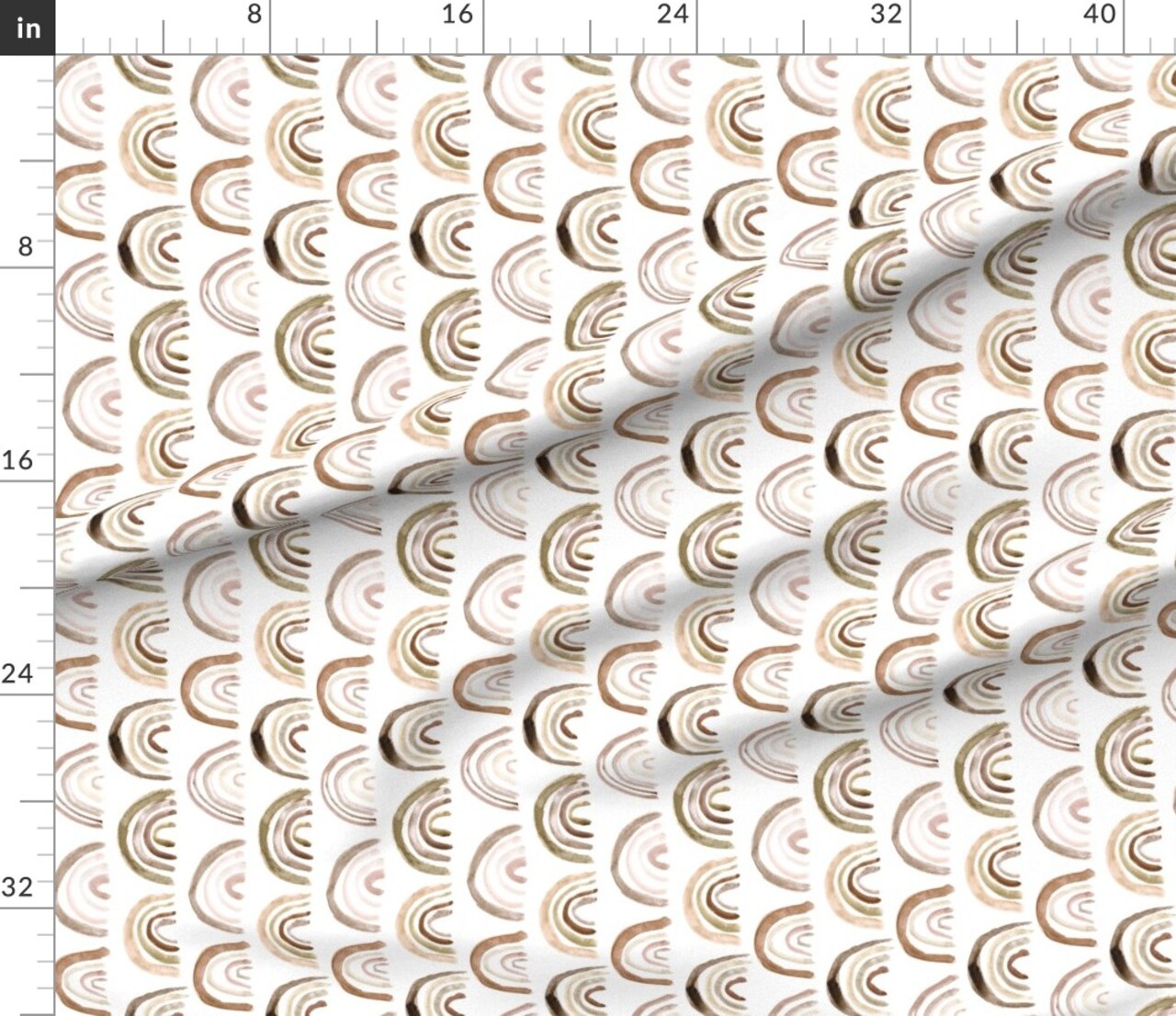 Boho Rainbows Rotated Neutral Nursery Earthy Colors Watercolor Modern Kids Beige Natural Custom Printed Fabric by Spoonflower Various Fabrics by the Yard or Fat Quarter